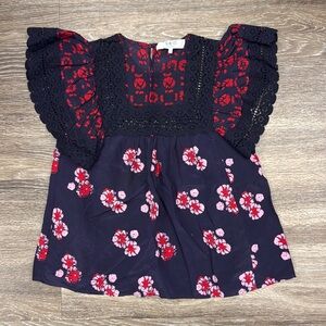 Sea New York printed silk top with lace